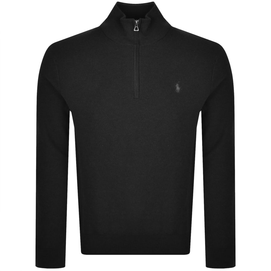 Image number 1 for Ralph Lauren Half Zip Knit Jumper Black