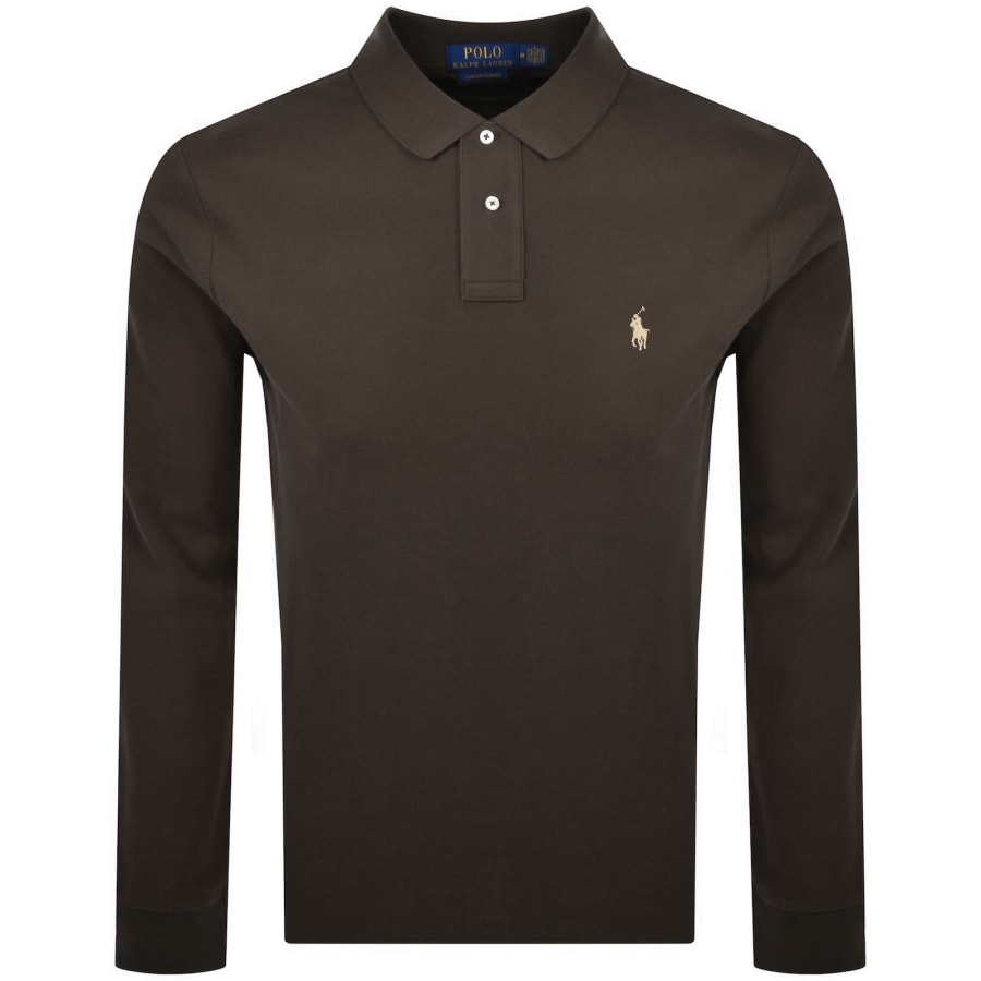 Image number 1 for Ralph Lauren Long Sleeved Polo T Shirt Brown