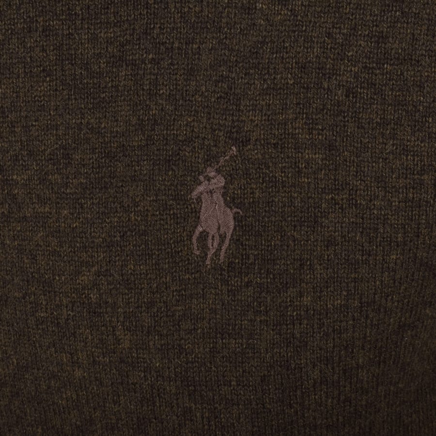 Image number 3 for Ralph Lauren Half Zip Knit Jumper Brown