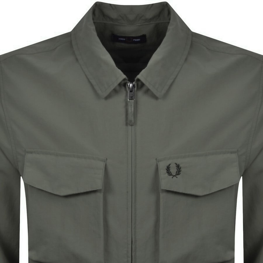 Image number 2 for Fred Perry Ripstop Pocket Overshirt Green