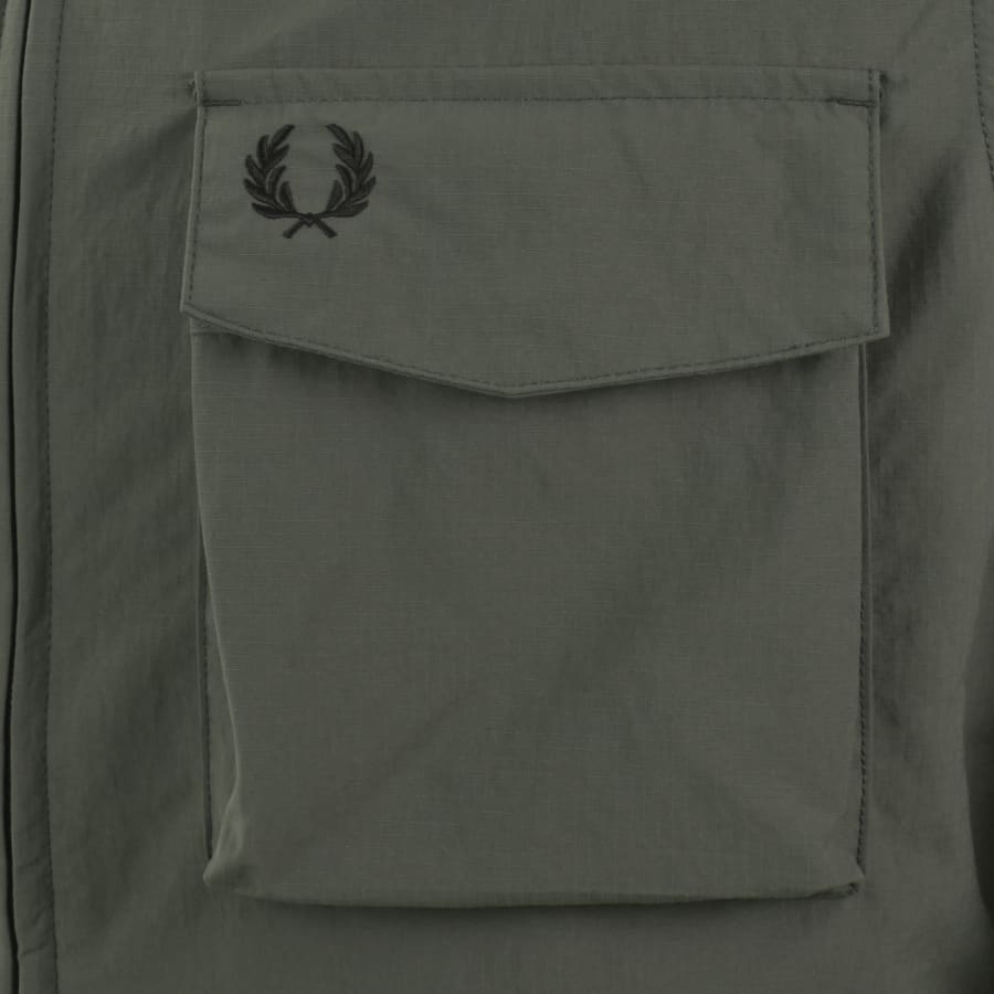 Image number 3 for Fred Perry Ripstop Pocket Overshirt Green