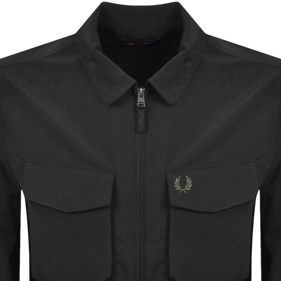 Image number 2 for Fred Perry Ripstop Pocket Overshirt Black