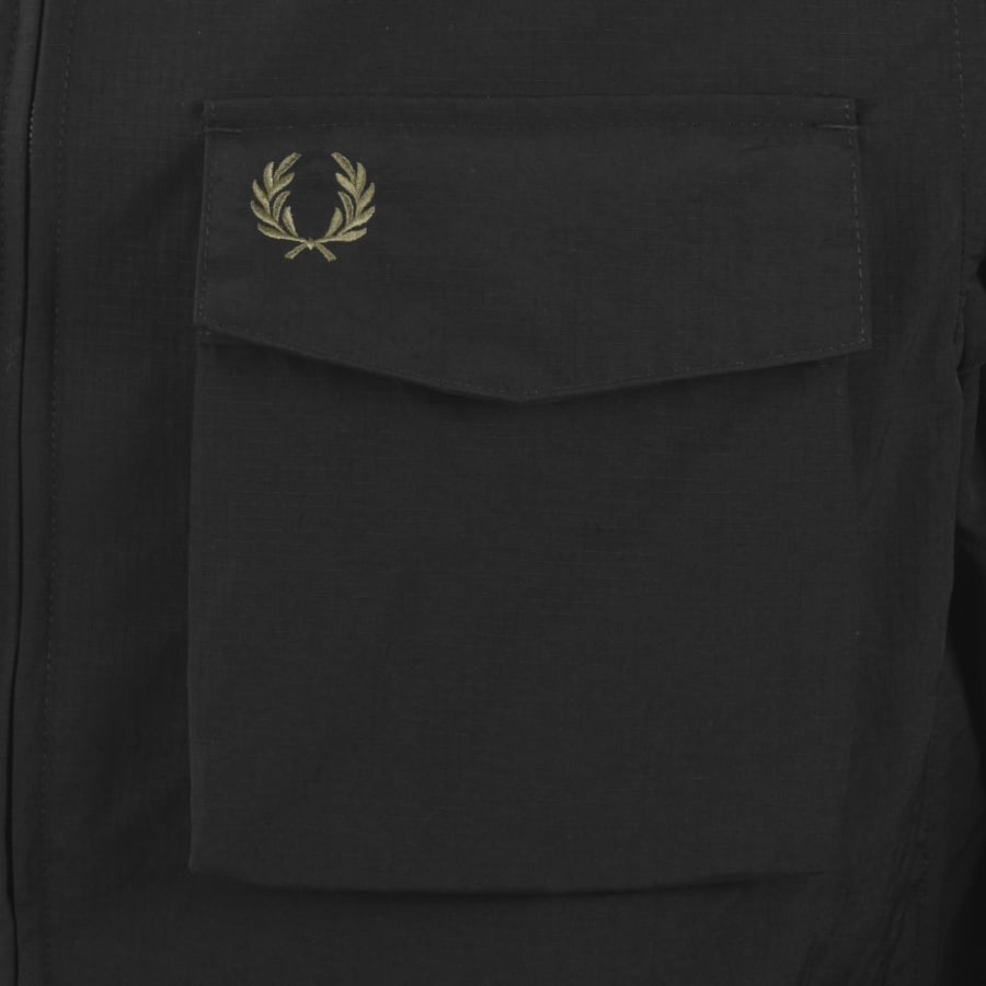 Image number 3 for Fred Perry Ripstop Pocket Overshirt Black