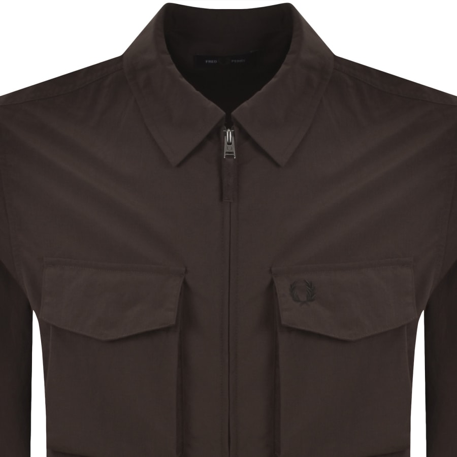Image number 2 for Fred Perry Ripstop Pocket Overshirt Brown