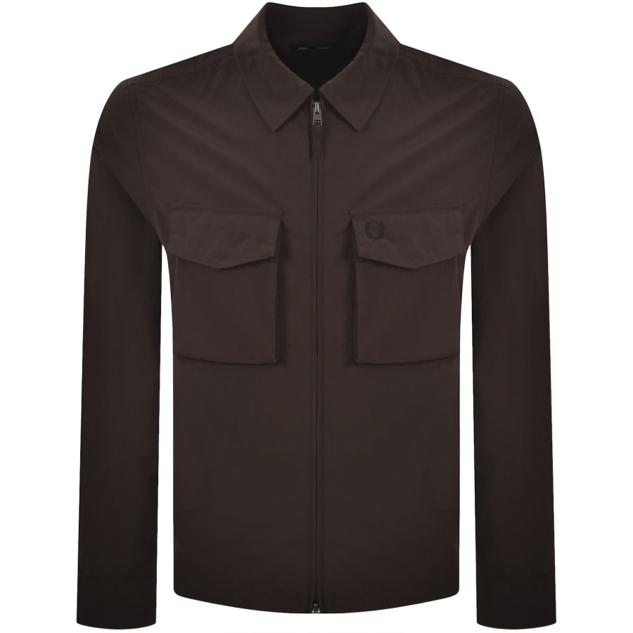 Image number 1 for Fred Perry Ripstop Pocket Overshirt Brown