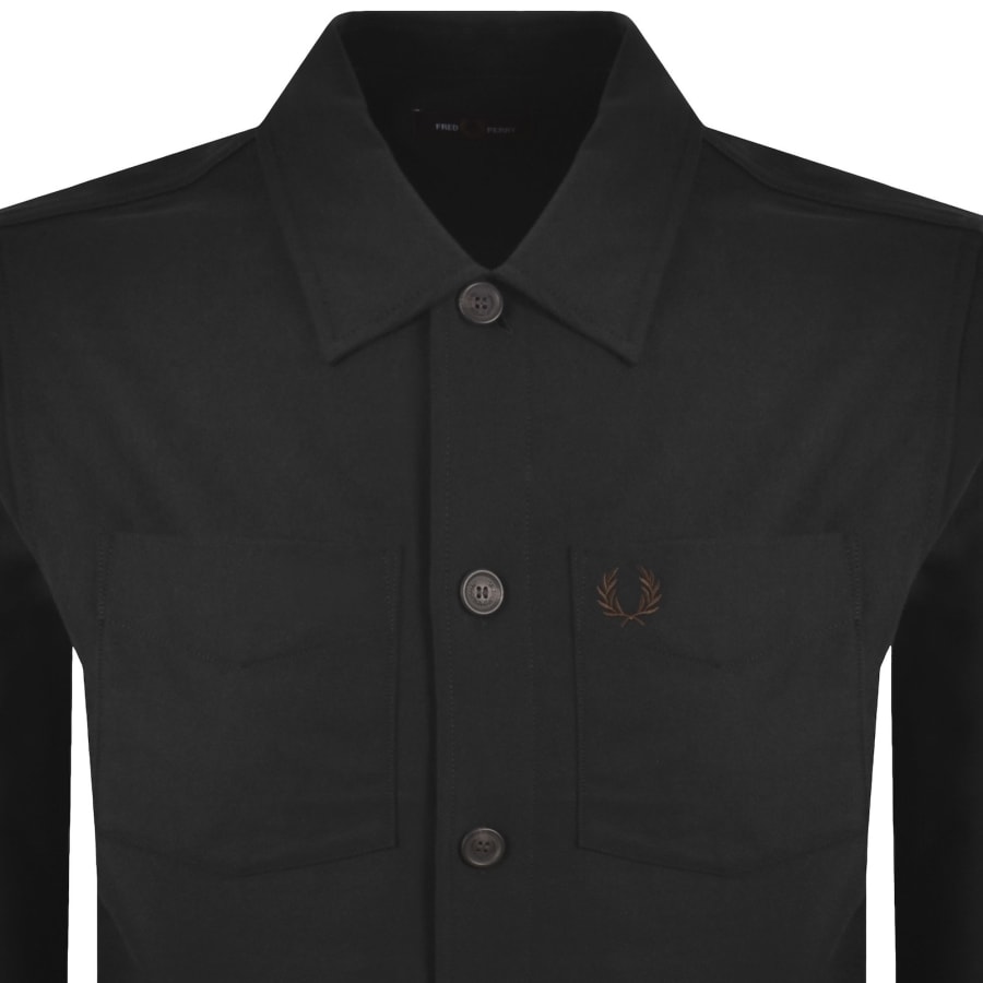 Image number 2 for Fred Perry Brushed Twill Overshirt Black
