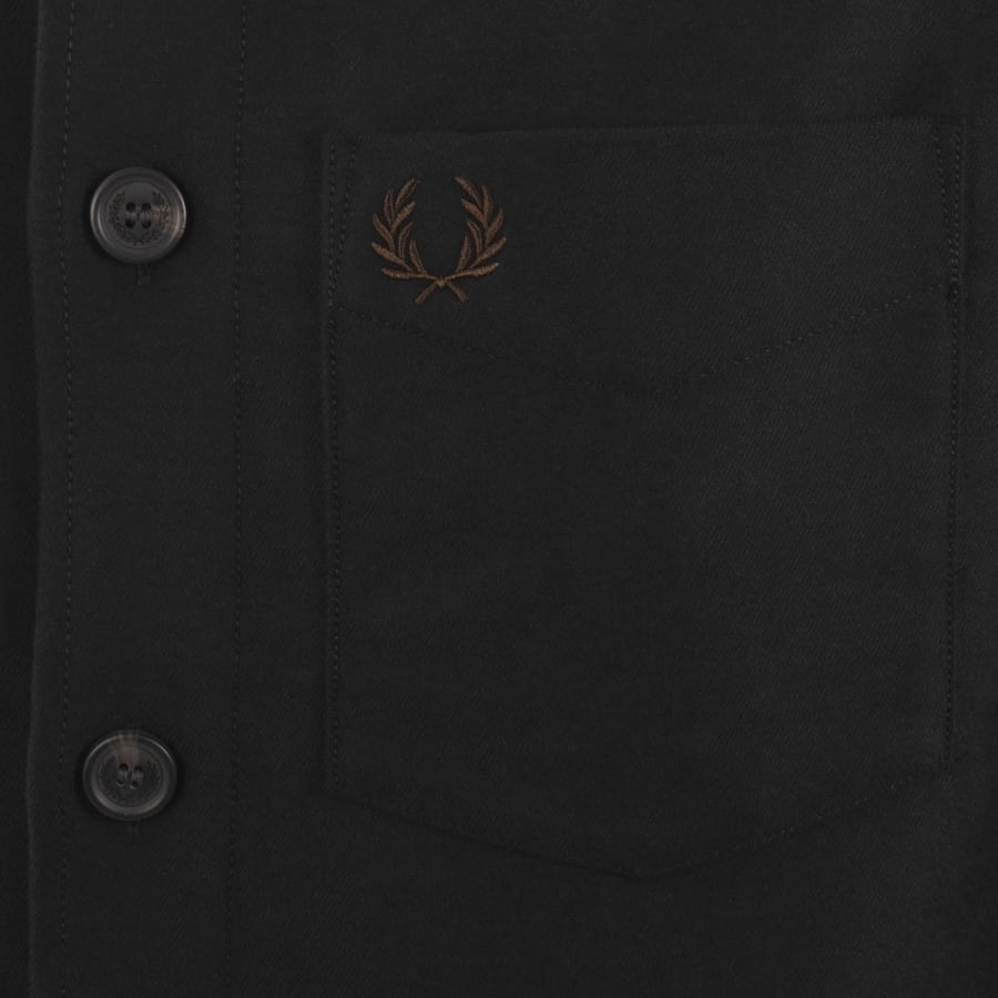 Image number 3 for Fred Perry Brushed Twill Overshirt Black
