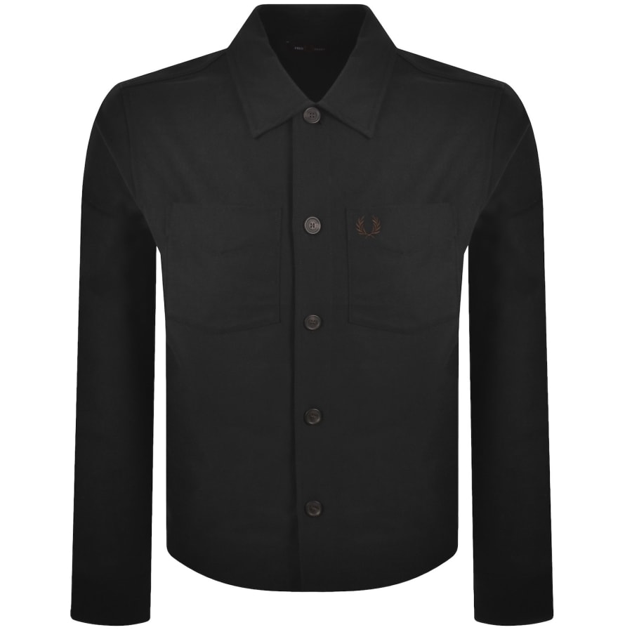 Image number 1 for Fred Perry Brushed Twill Overshirt Black