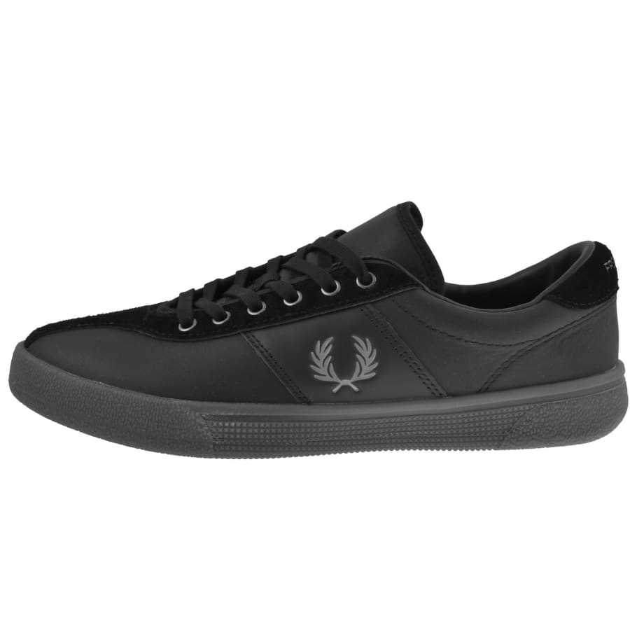 Image number 1 for Fred Perry Leather Tennis Trainers Black