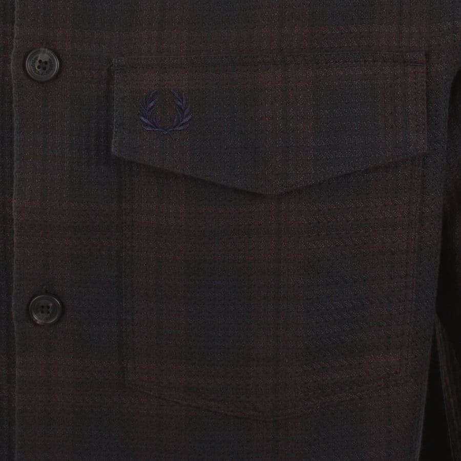Image number 3 for Fred Perry Textured Check Overshirt Navy