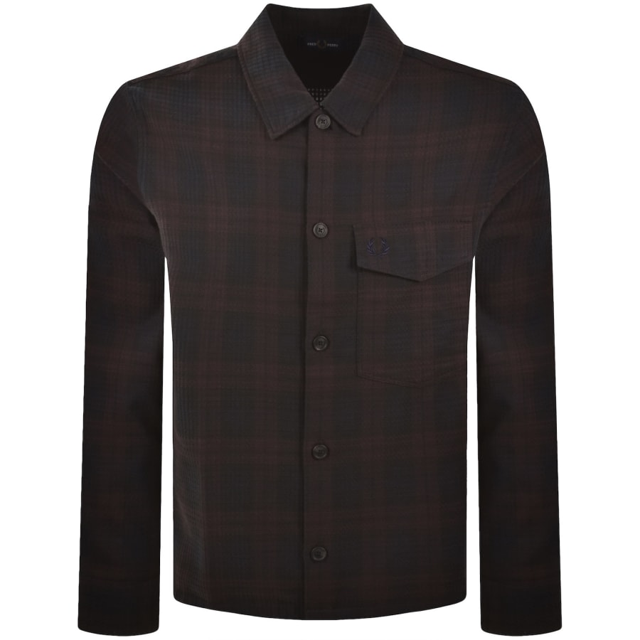Image number 1 for Fred Perry Textured Check Overshirt Navy