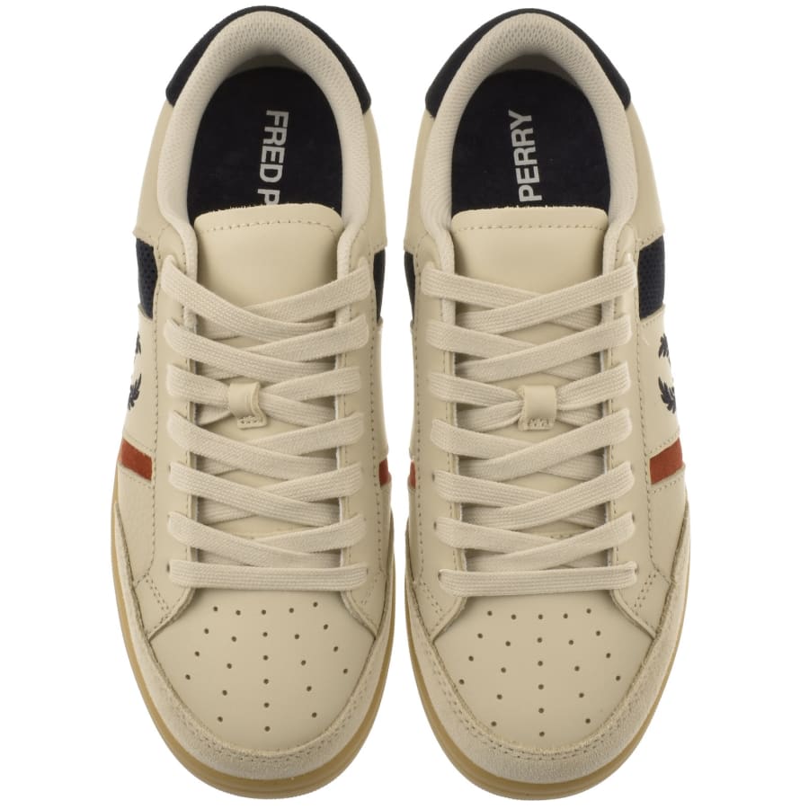 Image number 3 for Fred Perry B725 Leather Trainers Beige