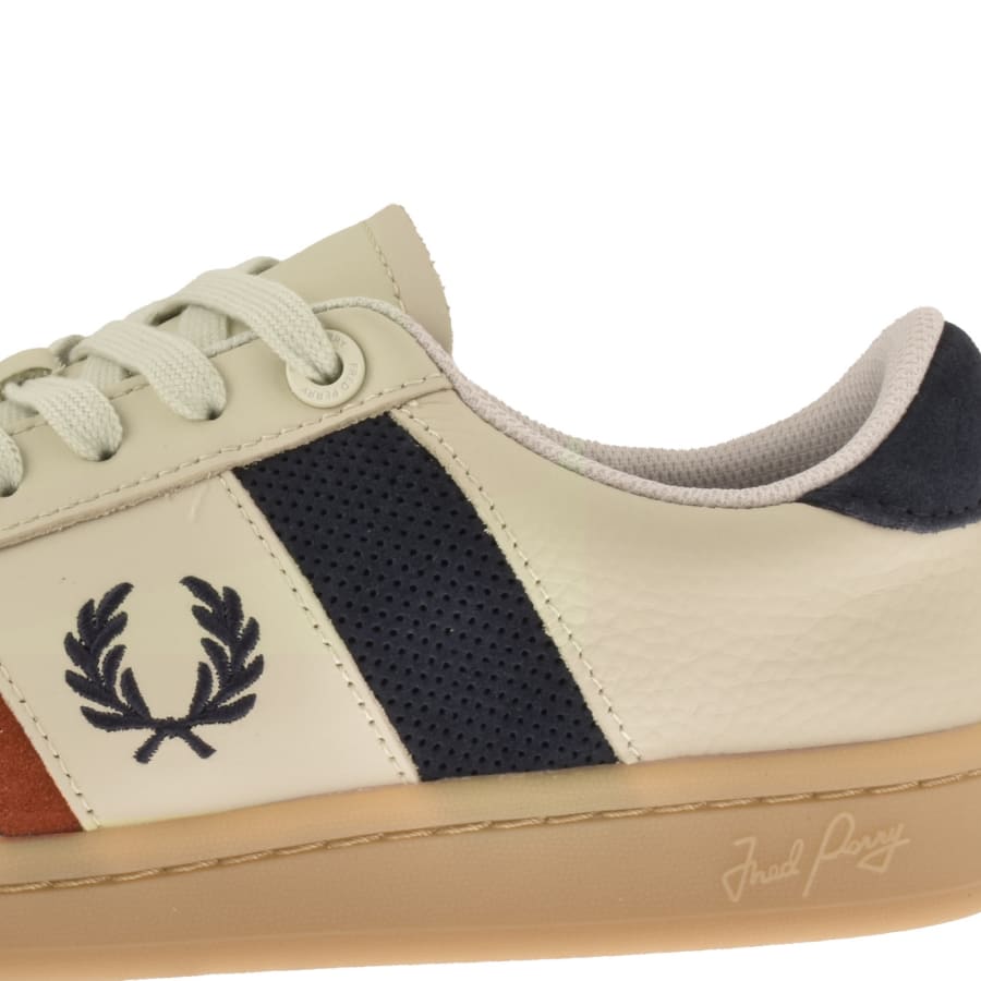 Image number 4 for Fred Perry B725 Leather Trainers Beige