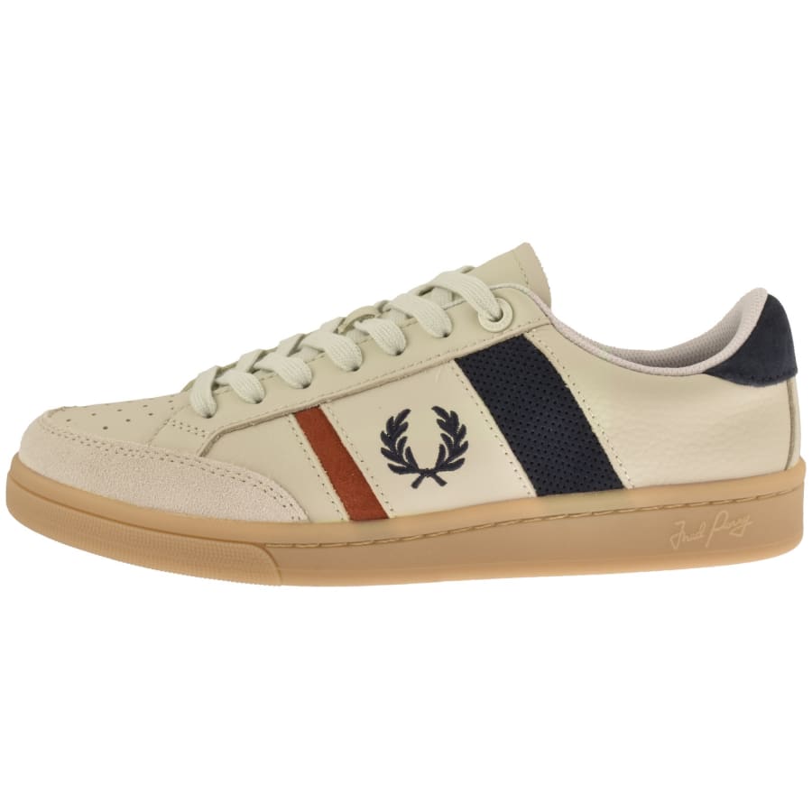 Image number 1 for Fred Perry B725 Leather Trainers Beige