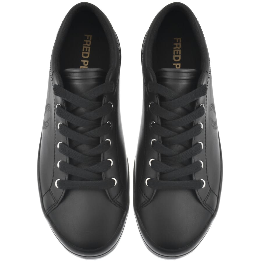 Image number 3 for Fred Perry Baseline Leather Trainers Black