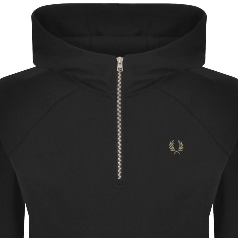 Image number 2 for Fred Perry Quarter Zip Smock Hoodie Black