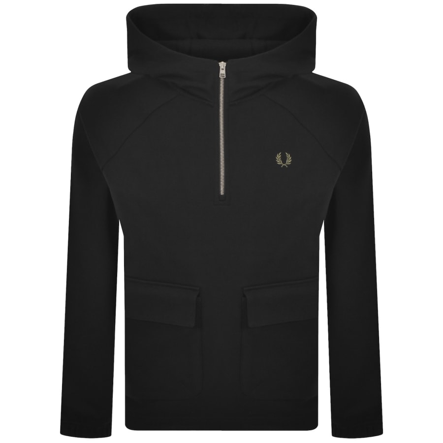 Image number 1 for Fred Perry Quarter Zip Smock Hoodie Black