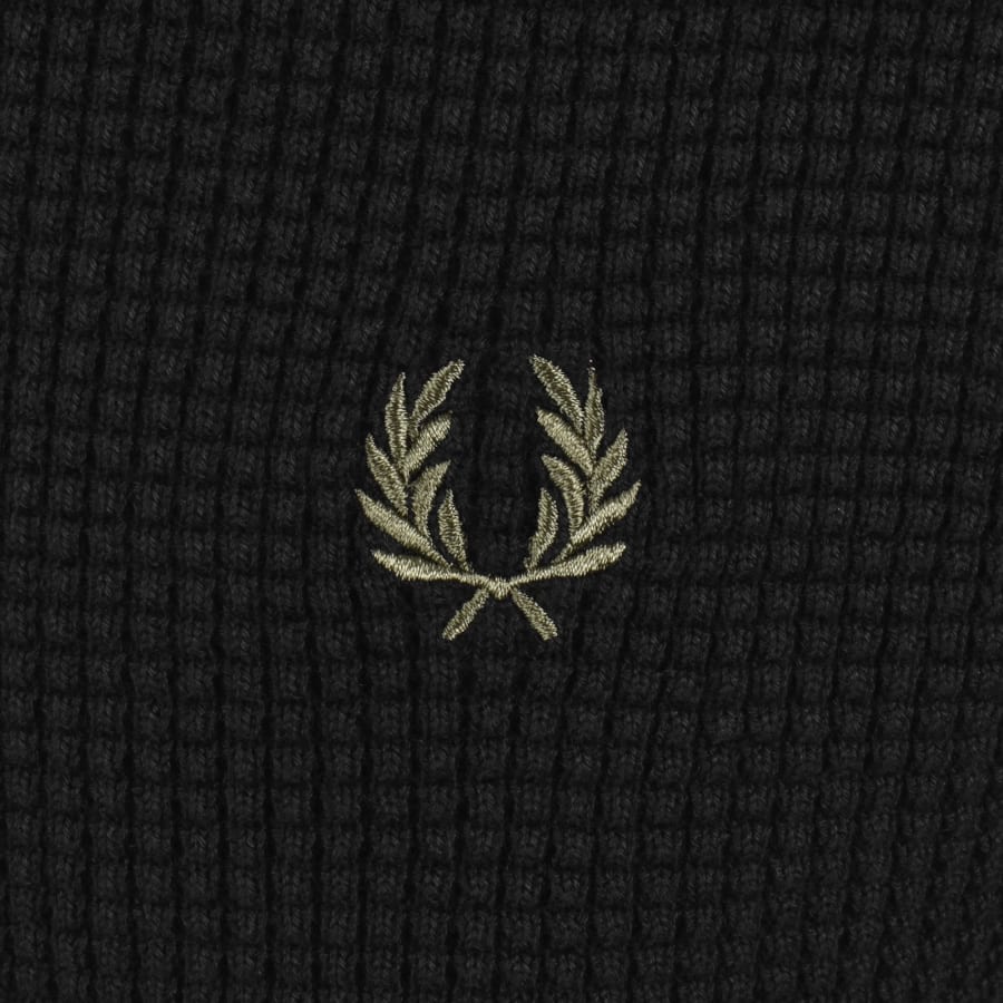 Image number 3 for Fred Perry Half Zip Waffle Knit Jumper Black