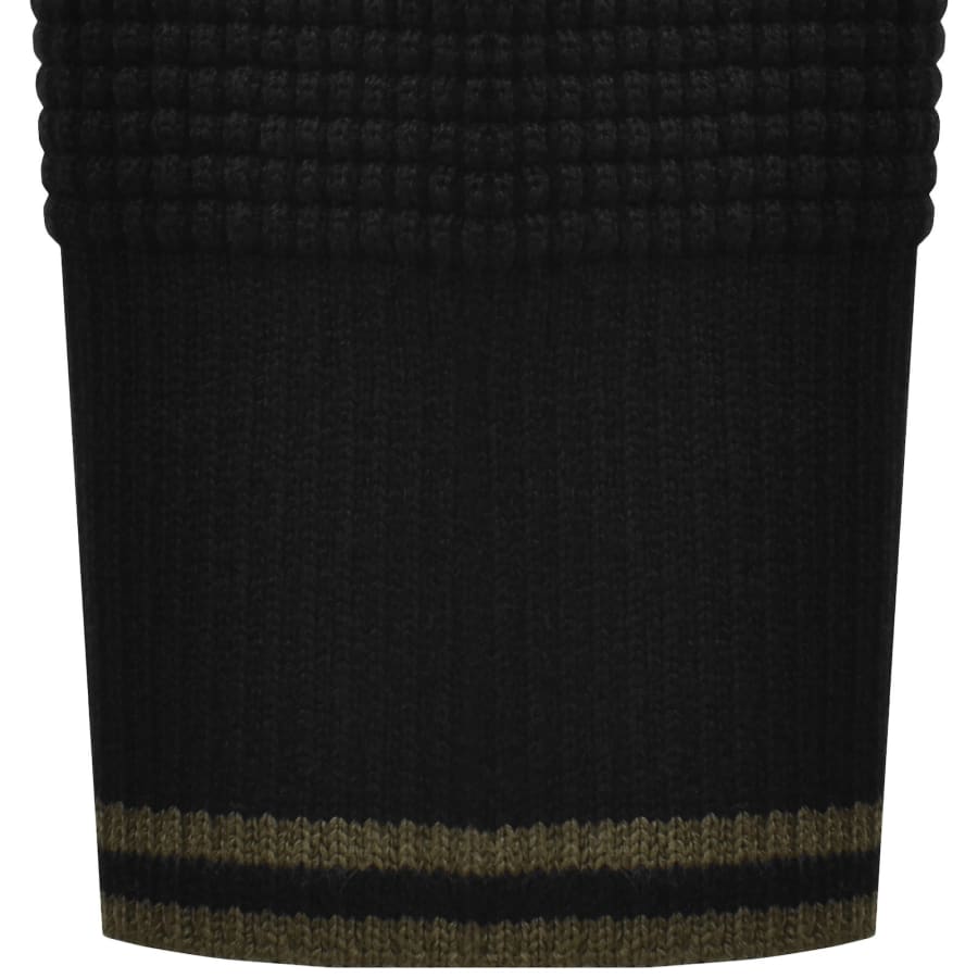 Image number 5 for Fred Perry Half Zip Waffle Knit Jumper Black