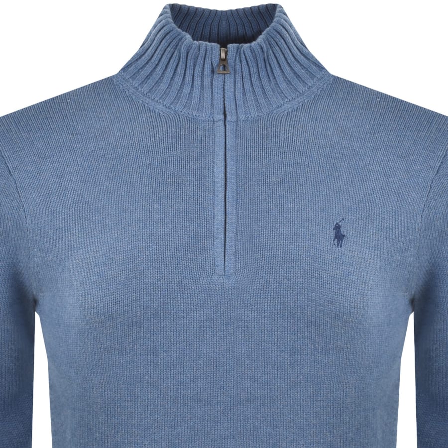 Image number 2 for Ralph Lauren Half Zip Knit Jumper Blue