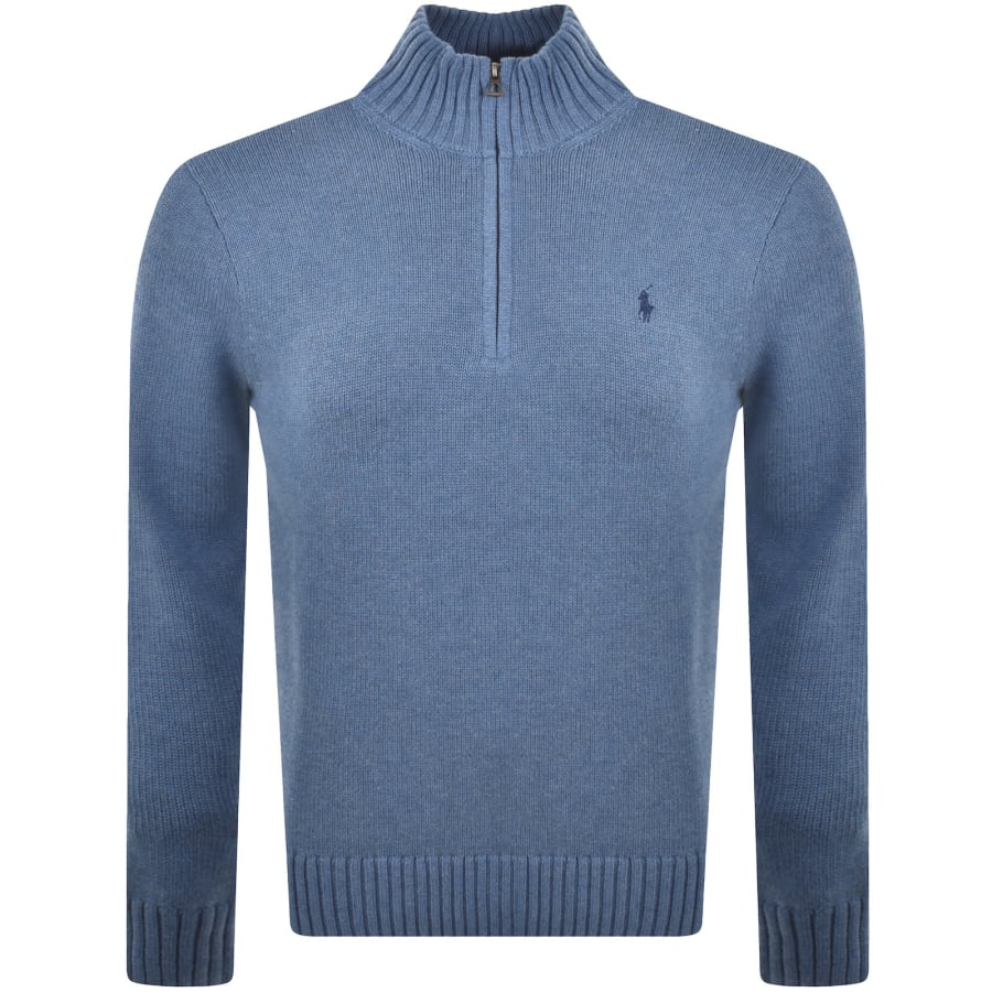Image number 1 for Ralph Lauren Half Zip Knit Jumper Blue