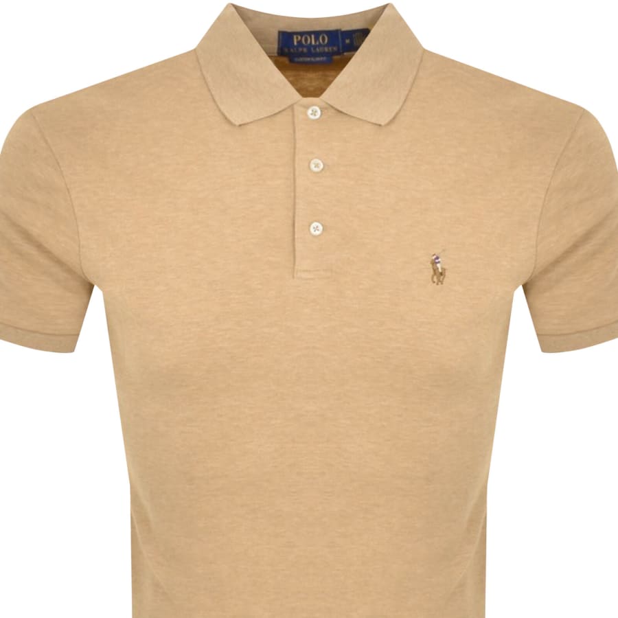 Image number 2 for Ralph Lauren Custom Slim Fit Polo T Shirt Beige