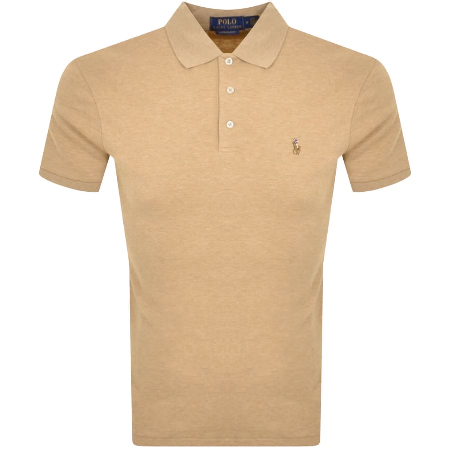 Image number 1 for Ralph Lauren Custom Slim Fit Polo T Shirt Beige
