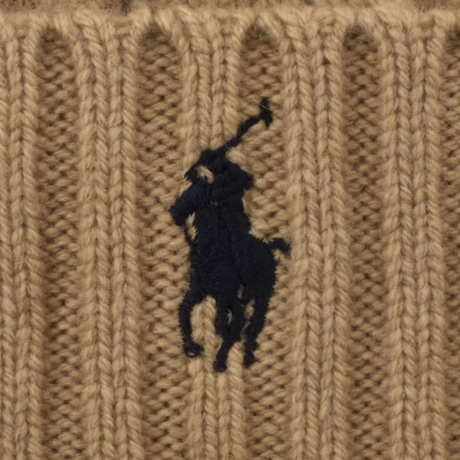 Image number 3 for Ralph Lauren Cable Knit Beanie Hat Brown