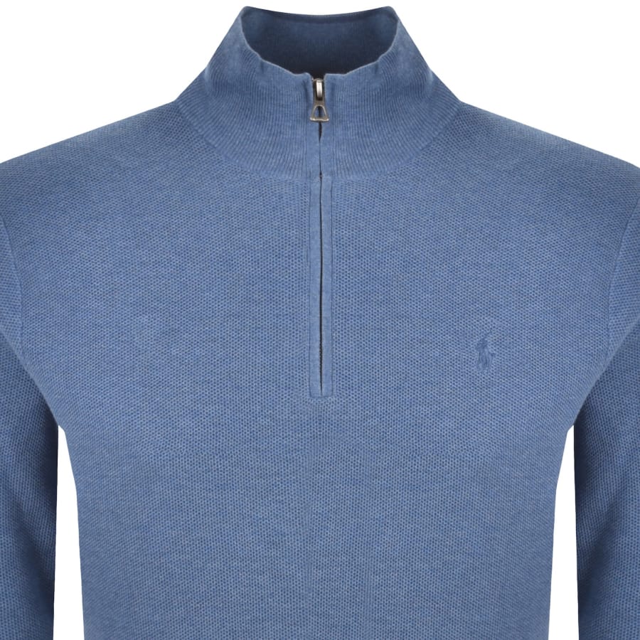 Image number 2 for Ralph Lauren Half Zip Knit Jumper Blue