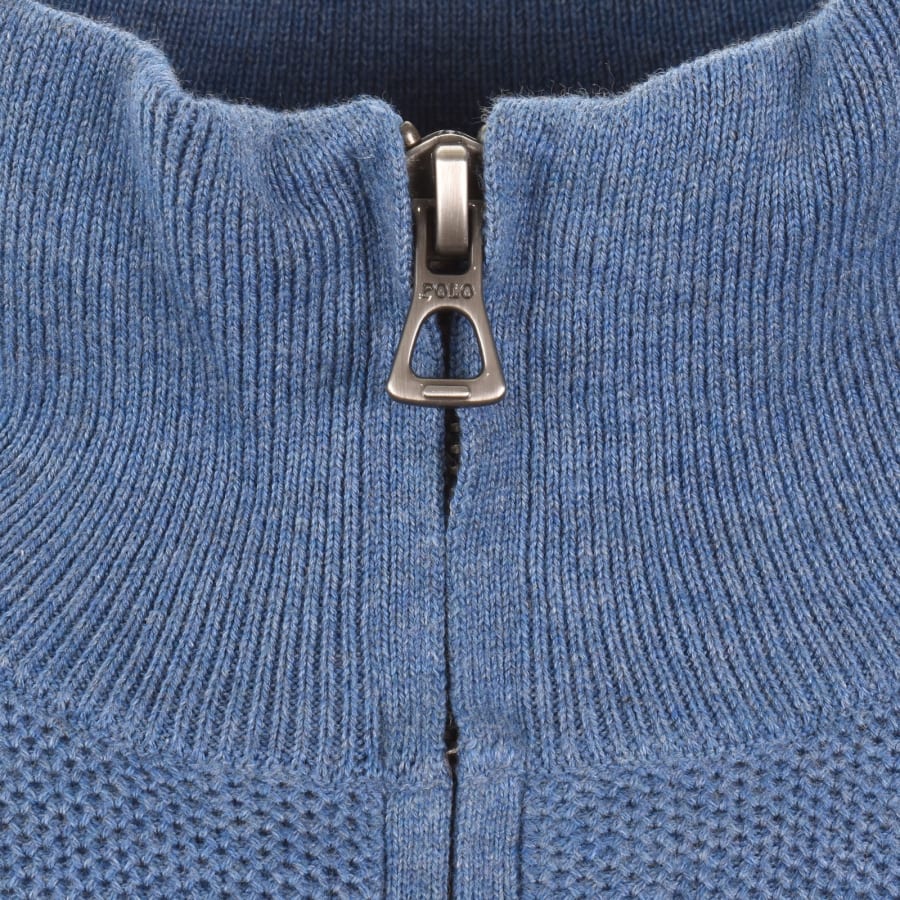 Image number 4 for Ralph Lauren Half Zip Knit Jumper Blue