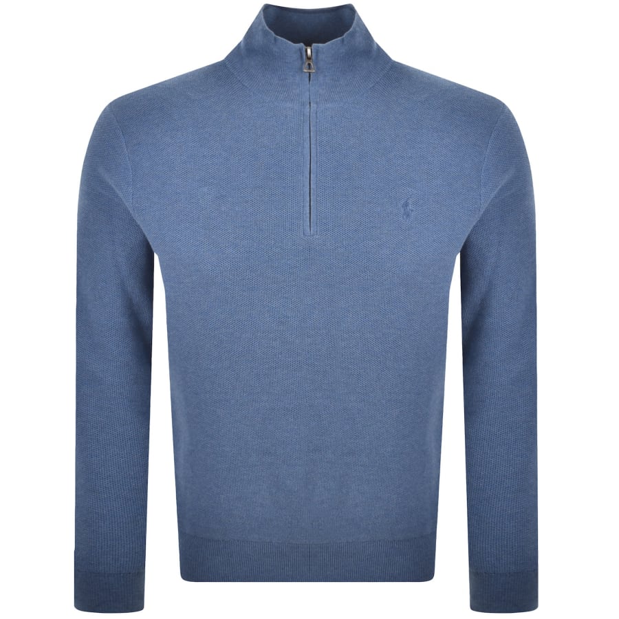 Image number 1 for Ralph Lauren Half Zip Knit Jumper Blue