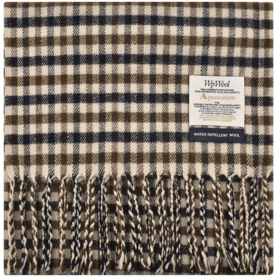 Image number 1 for Aquascutum Wool Iconic Scarf Beige