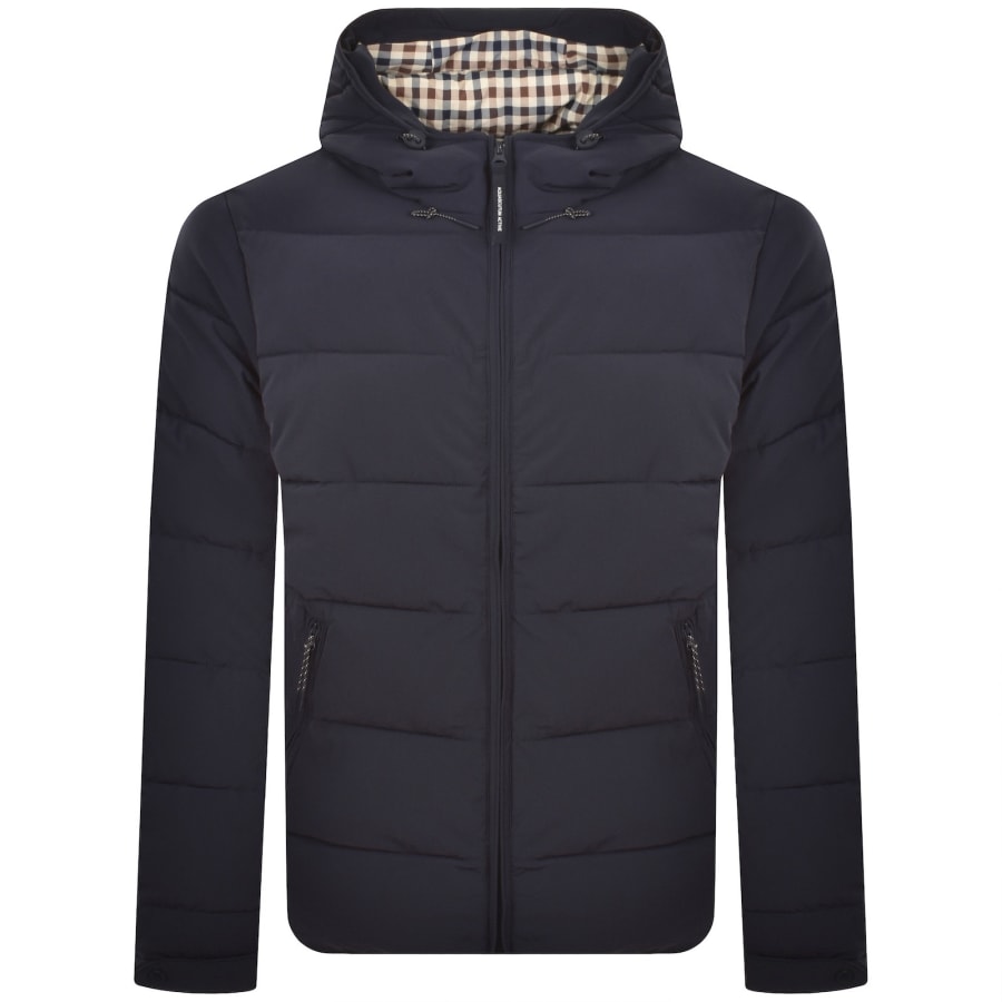 Image number 2 for Aquascutum Hooded Puffer Jacket Navy