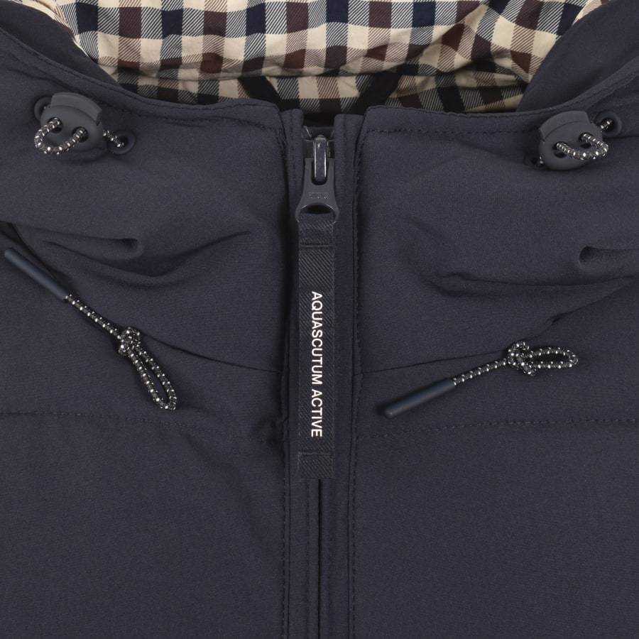 Image number 5 for Aquascutum Hooded Puffer Jacket Navy