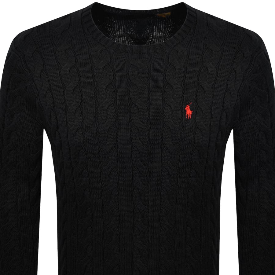 Image number 2 for Ralph Lauren Cable Knit Jumper Black