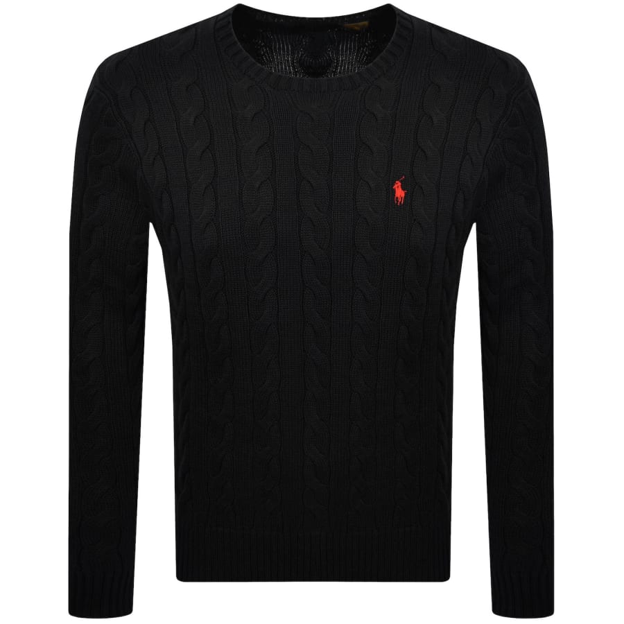 Image number 1 for Ralph Lauren Cable Knit Jumper Black