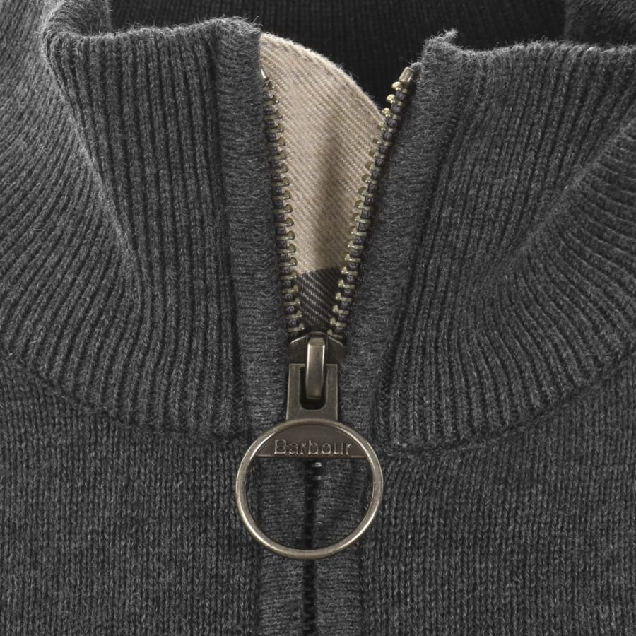 Image number 4 for Barbour Half Zip Knit Jumper Grey