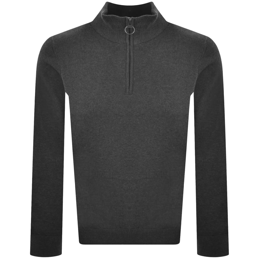 Image number 1 for Barbour Half Zip Knit Jumper Grey