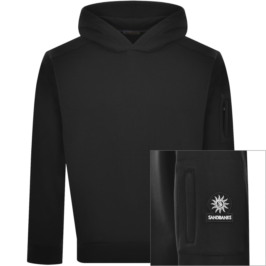 Image number 1 for Sandbanks Zip Pocket Interlock Hoodie Black