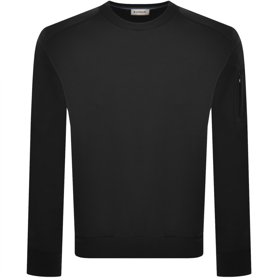 Image number 2 for Sandbanks Zip Pocket Interlock Sweatshirt Black