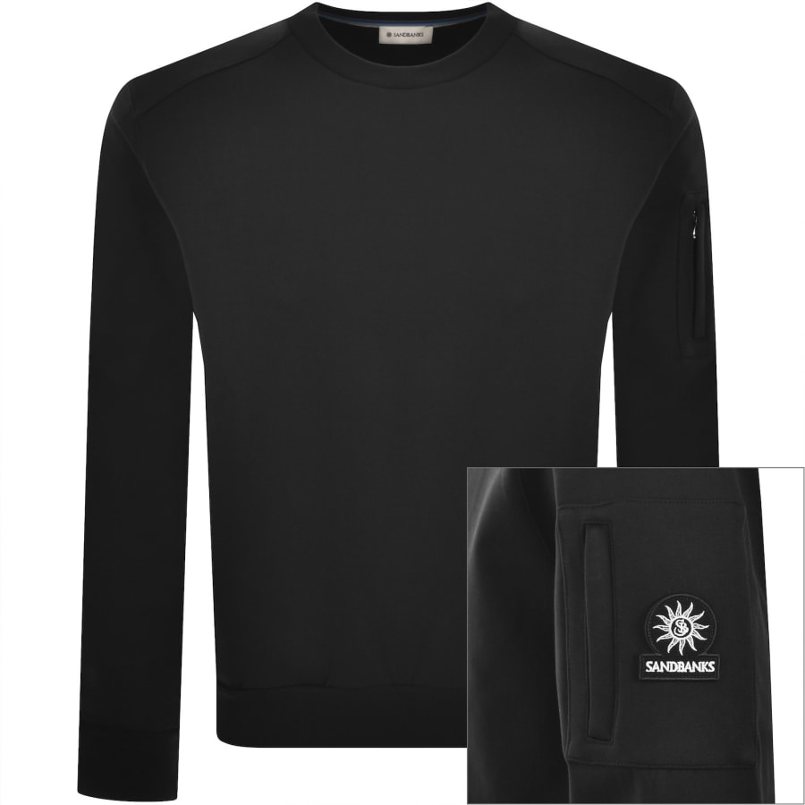 Image number 1 for Sandbanks Zip Pocket Interlock Sweatshirt Black