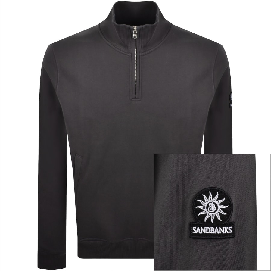 Image number 1 for Sandbanks Quarter Zip Sweatshirt Grey