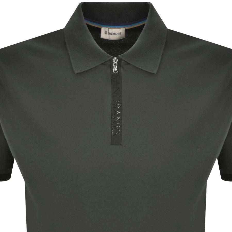 Image number 3 for Sandbanks Silicone Zip Polo T Shirt Grey
