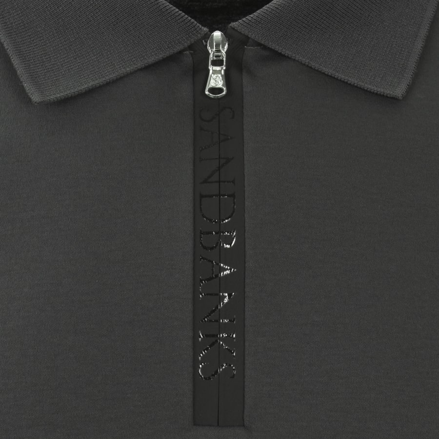 Image number 5 for Sandbanks Silicone Zip Polo T Shirt Grey