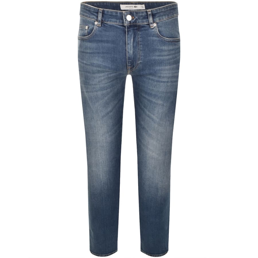 Image number 2 for Lacoste Slim Fit Mid Wash Jeans Blue