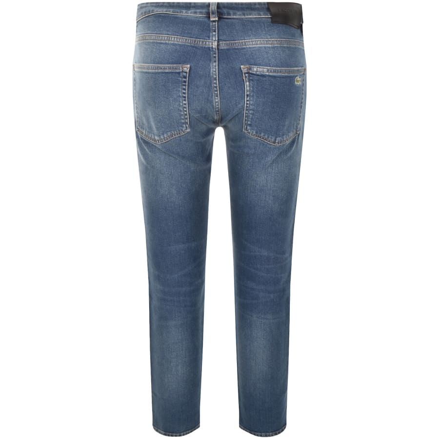 Image number 3 for Lacoste Slim Fit Mid Wash Jeans Blue