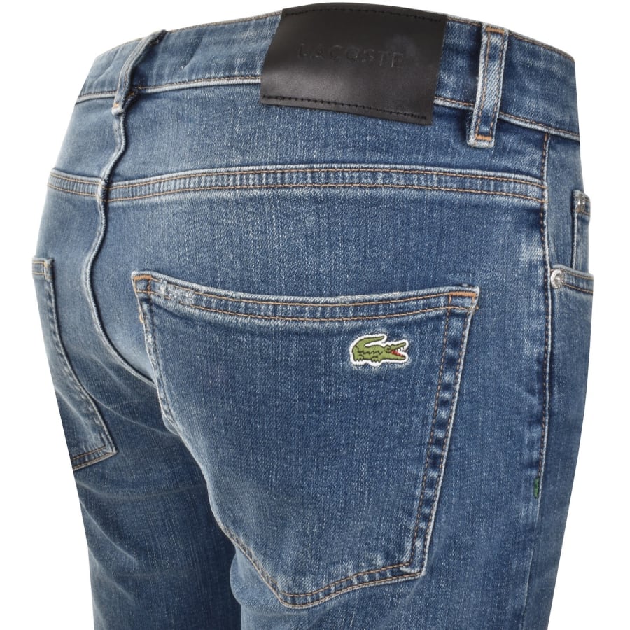 Image number 4 for Lacoste Slim Fit Mid Wash Jeans Blue