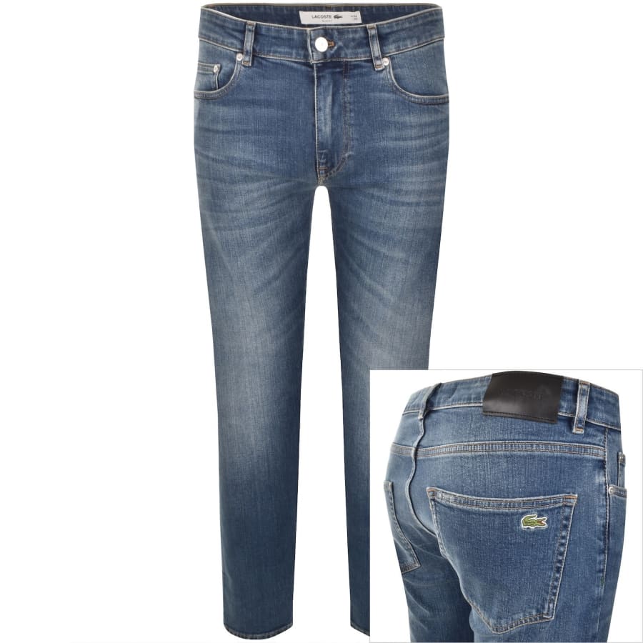 Image number 1 for Lacoste Slim Fit Mid Wash Jeans Blue
