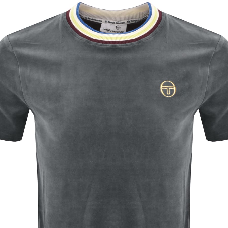 Image number 2 for Sergio Tacchini Fino Velour T Shirt Grey