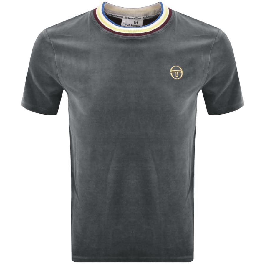 Image number 1 for Sergio Tacchini Fino Velour T Shirt Grey